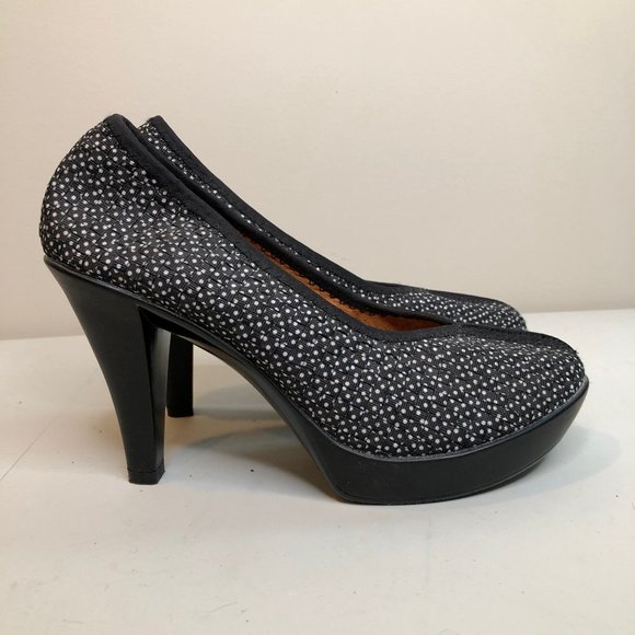 Bernie Mev Legend Classic Pumps High Heels Black White Dot Comfort Fabric 39 - Picture 2 of 7